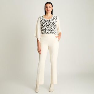 Pantalon Con El&aacute;stico En Cintura Tiro Alto Straight Mujer Lorenzo Di Pontti