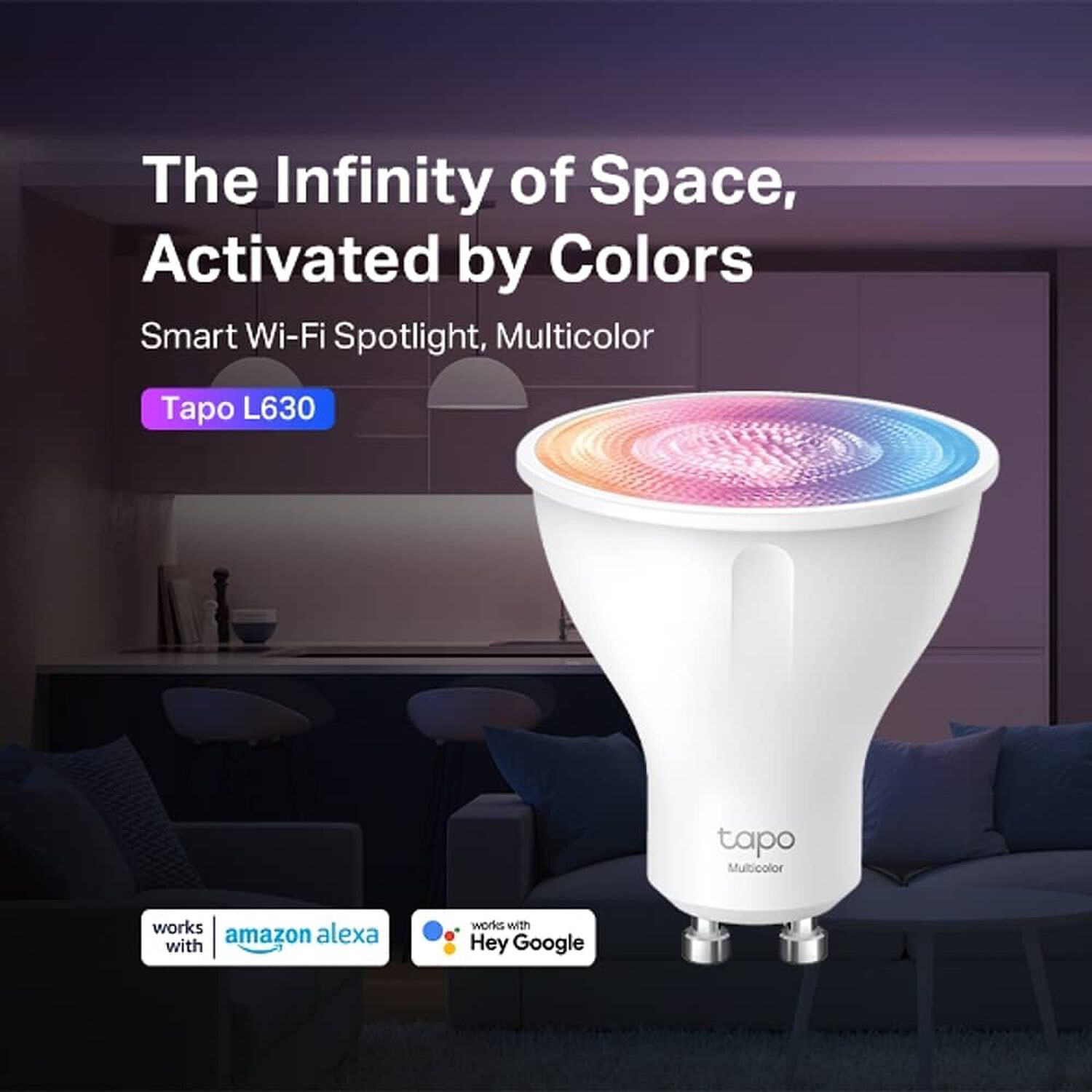 Pack De 2 Bombillas Led Inteligentes Tp-link Tapo L630 Wi-fi Gu10 Multicolor Con Luz Regulable image number 1.0