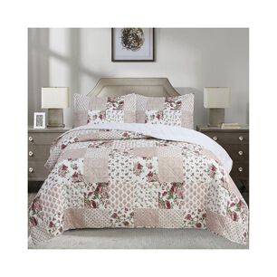 Quilt Andes Sherpa Estampado Patchwork Rosa 1.5 Pl