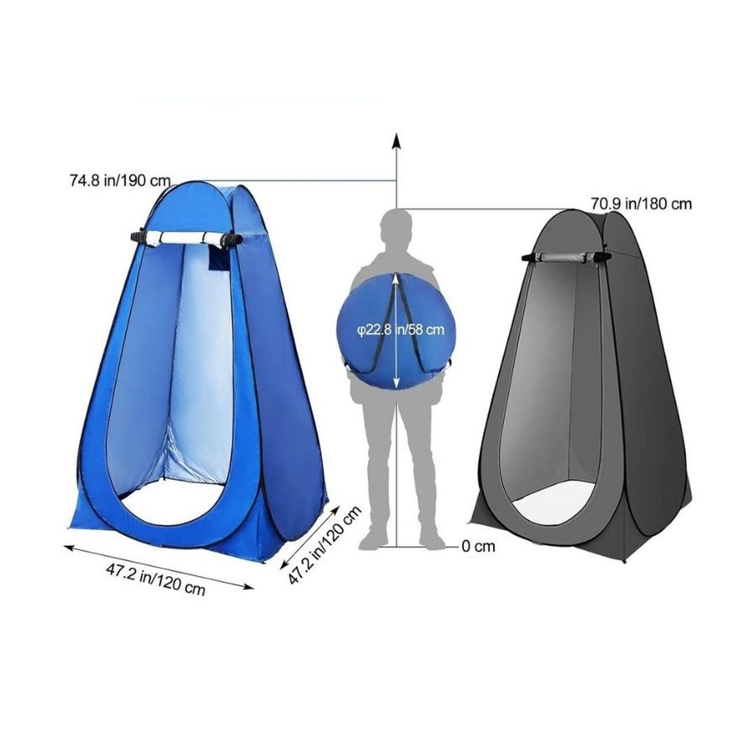 Carpa De Privacidad Pop Up Camping Ducha Vestidor Portatil Azul 120x190cm image number 3.0