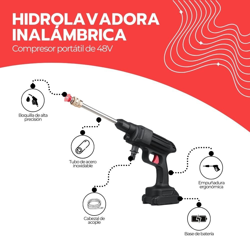 Hidrolavadora Port&aacute;til Inal&aacute;mbrica 48v image number 2.0