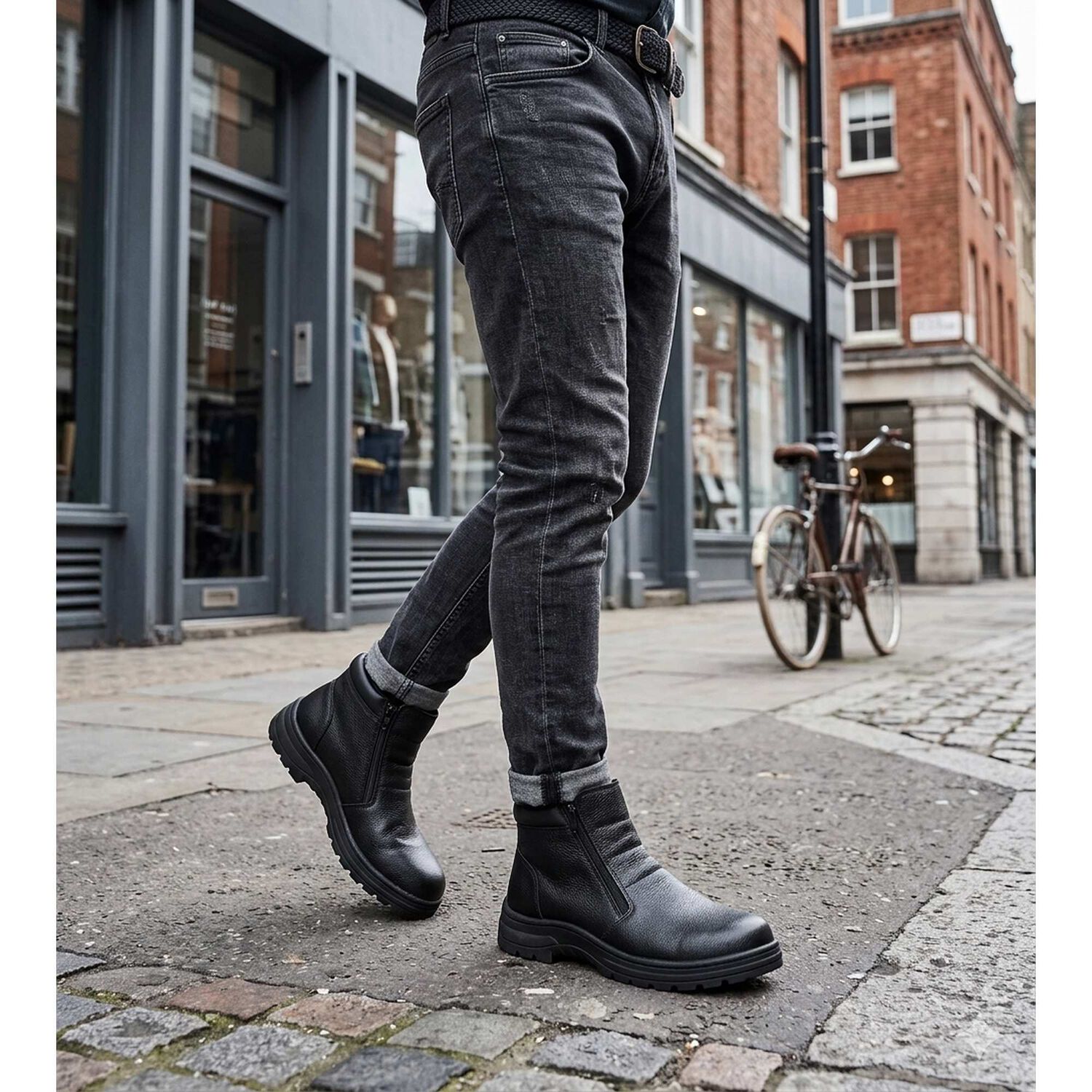 Botin De Cuero Con Chiporro Aegir Negro London Adixt image number 5.0