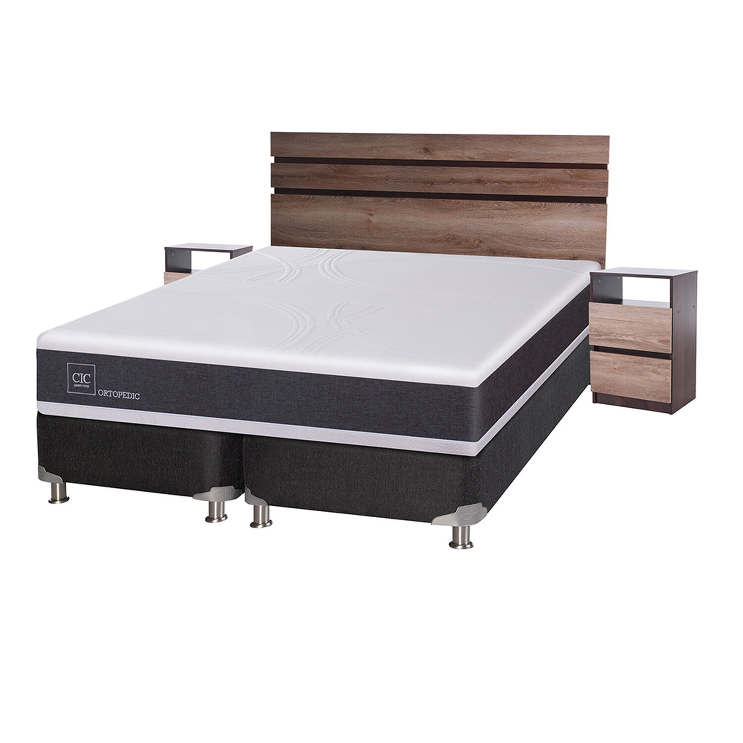 Box Spring Cic New Ortopedic B5 / 2 Plazas / Base Dividida + Set De Maderas image number 0.0