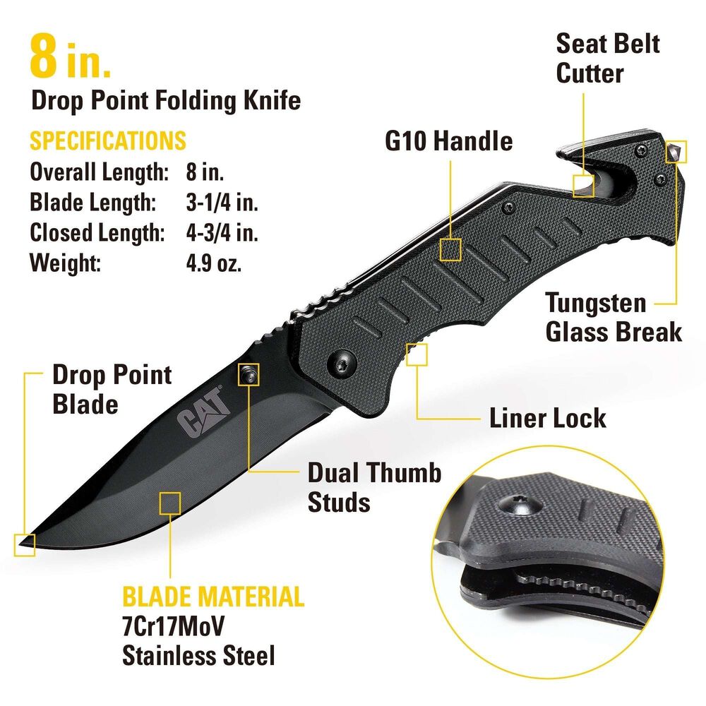 Juego De Cuchillos Y Herramientas M&uacute;ltiples Cat De 4 Piezas 980103 image number 4.0