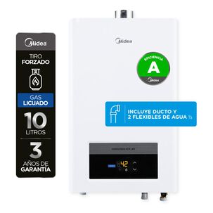 Calefont Midea MGWH10-20EQPCLW-GL / Tiro Forzado / Gas Licuado  / 10 Litros