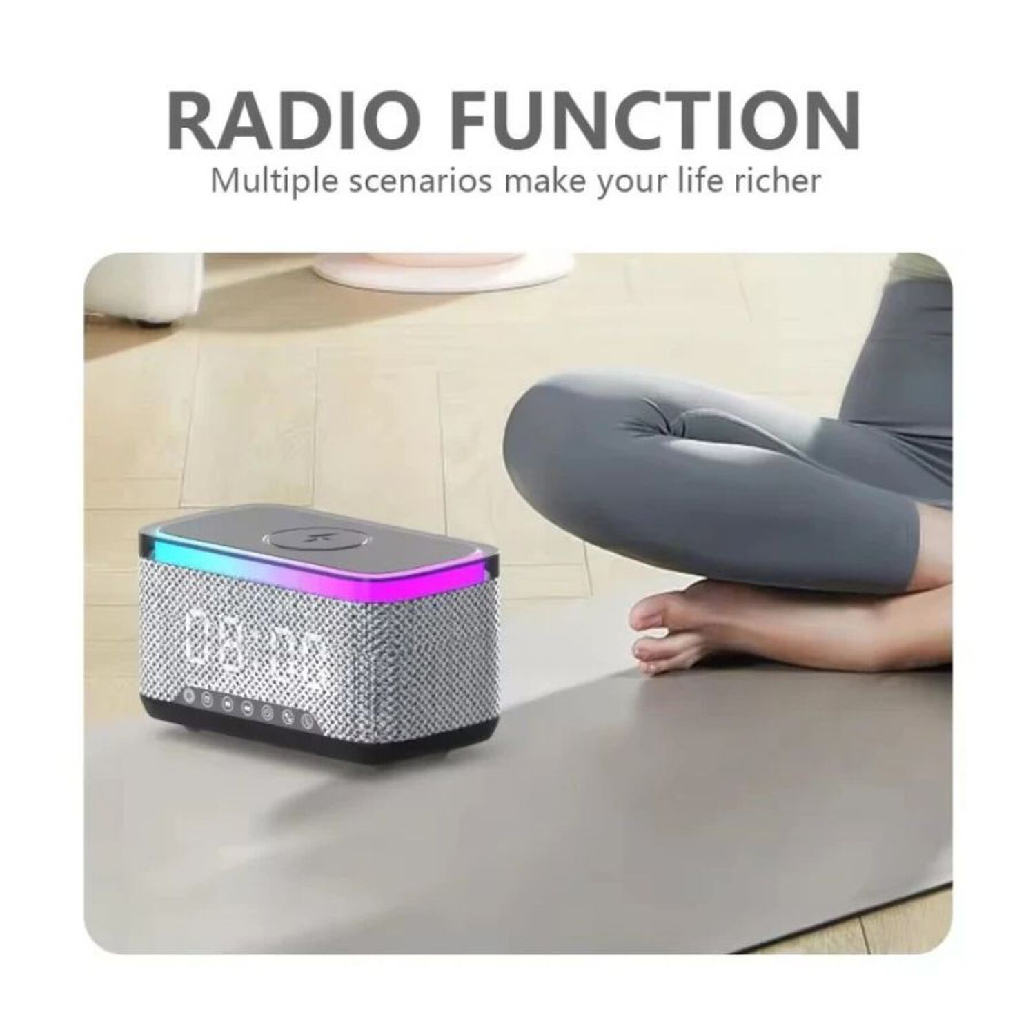 Parlante Bluetooth Multifunci&oacute;n Port&aacute;til 15w Reloj Cargador image number 1.0
