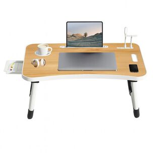 Escritorio Port&aacute;til Madera Usb Y Posavaso Plegable