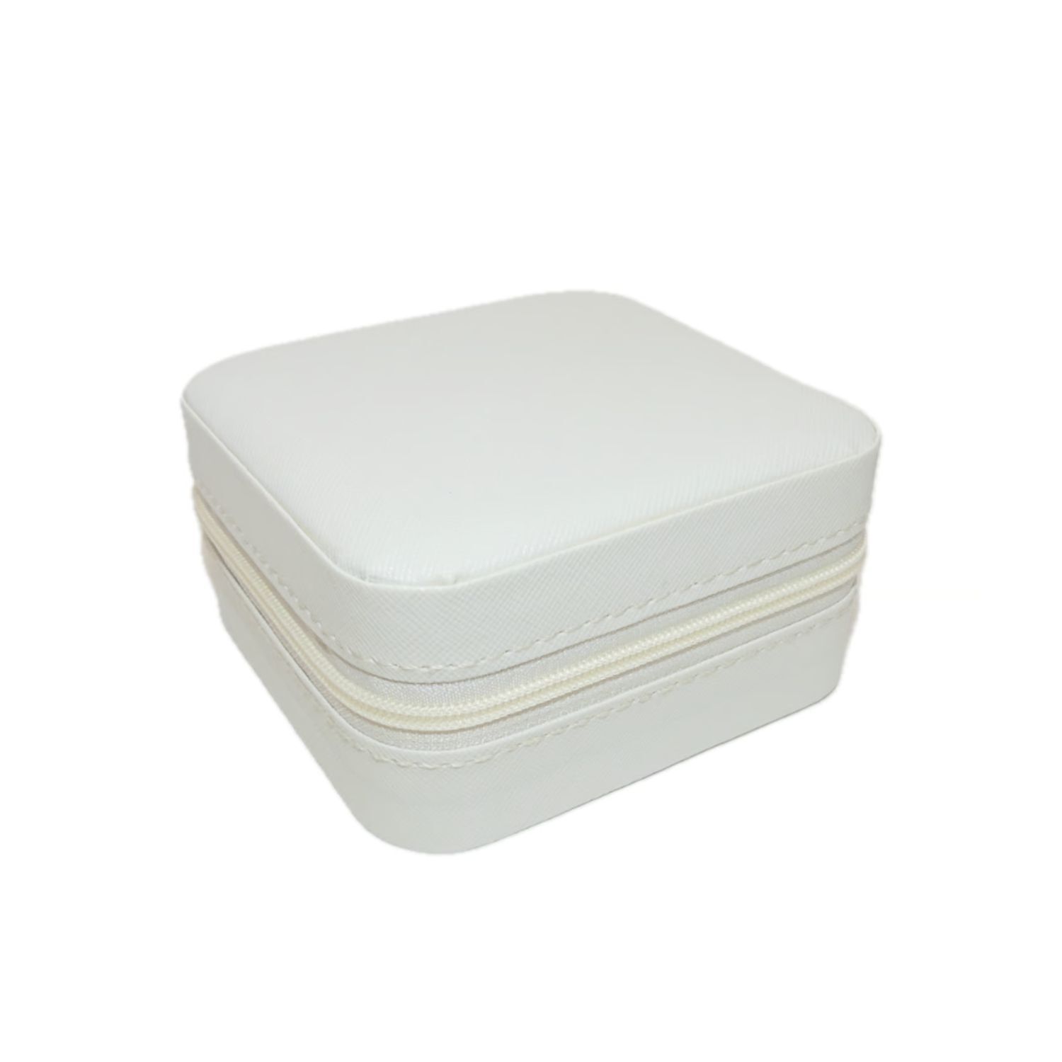 Estuche Organizador Joyas Cuadrado 10cm Joyero Blanco Aros image number 2.0