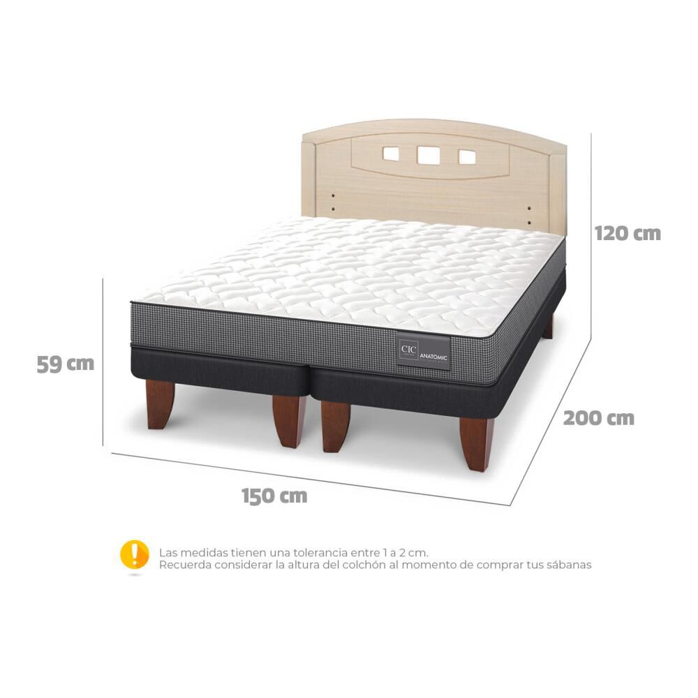 Cama Europea Cic Anatomic / 2 Plazas / Base Dividida + Respaldo image number 4.0