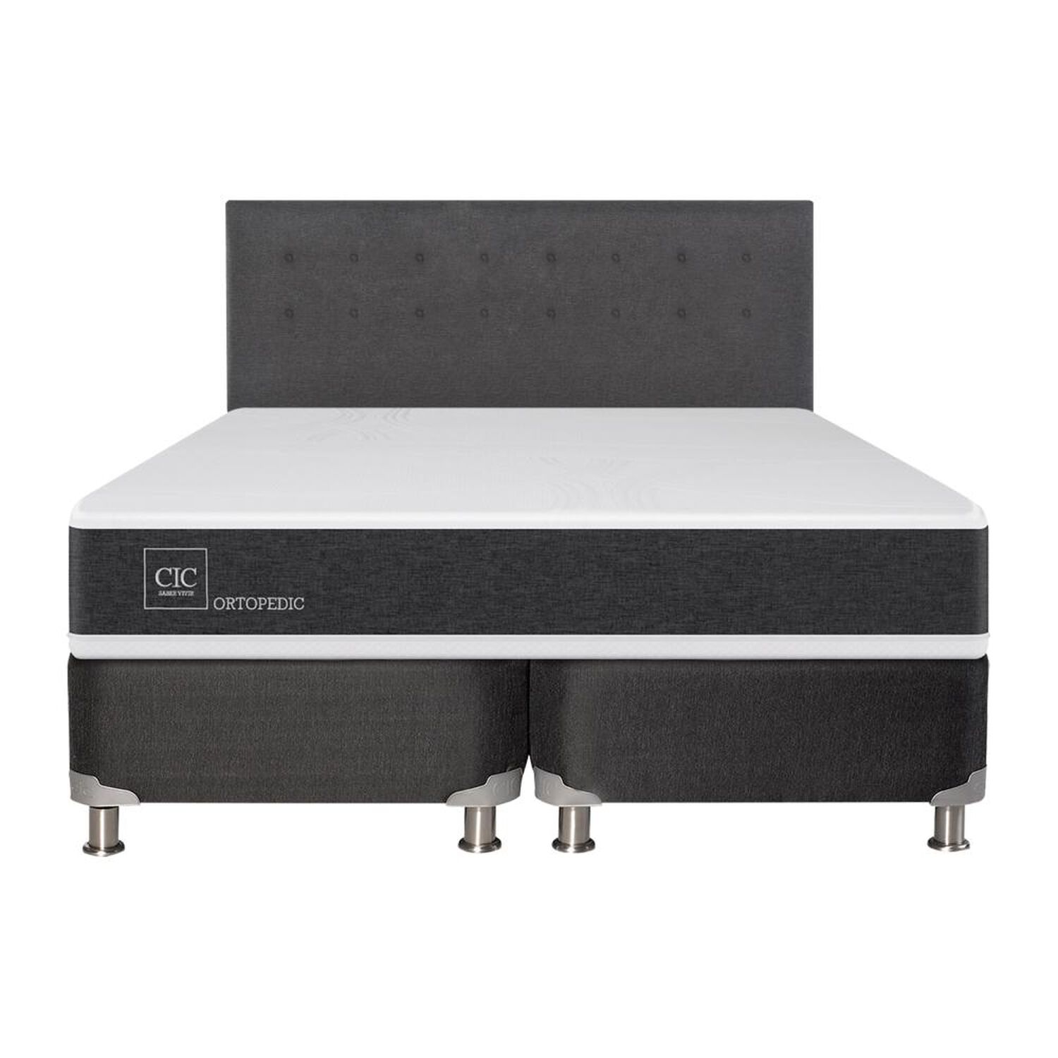 Box Spring Cic Ortopedic / King / Base Dividida + Respaldo + Almohada image number 0.0