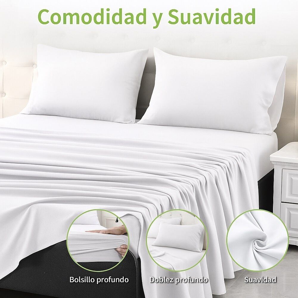 Juego De Sábana 200 Hilos 2 Plazas 4 Piezas Variedad Colores image number 7.0