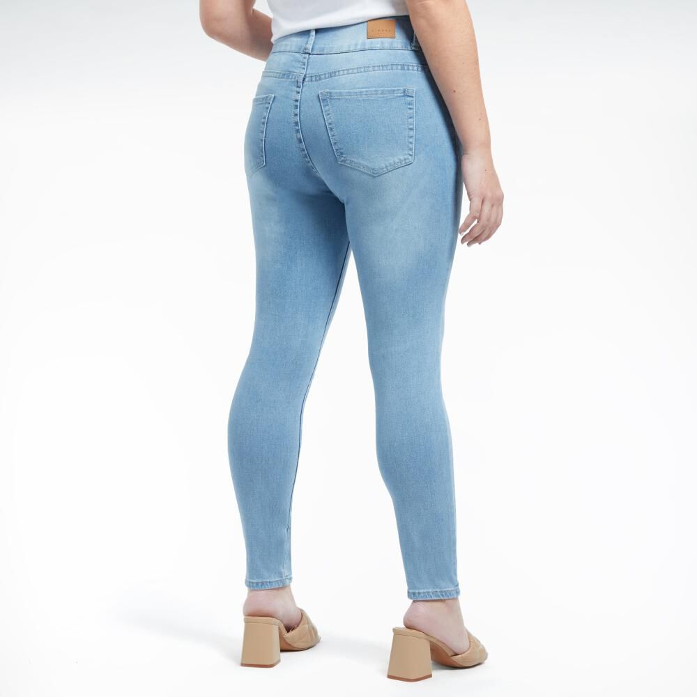 Jeans Pretina Ancha Botones Tiro Alto Skinny Mujer Kimera image number 3.0