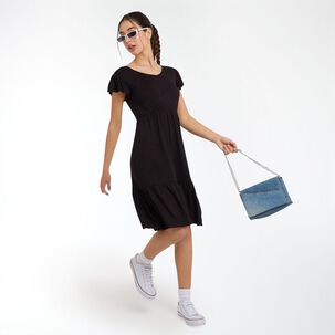 Vestido Manga Corta Con Vuelos Cuello Redondo Mujer Freedom