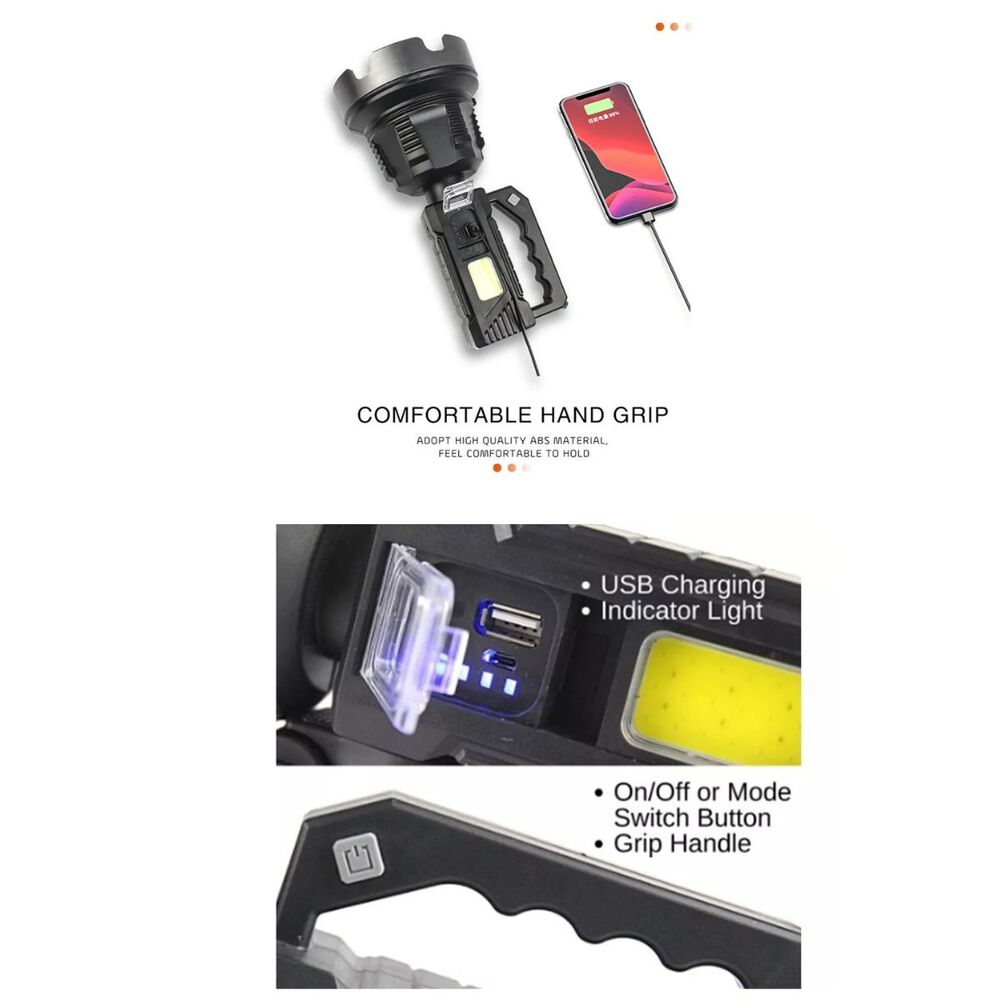 Lampara De Mano Usb 150 W Linterna Foco Led Multifuncional image number 5.0