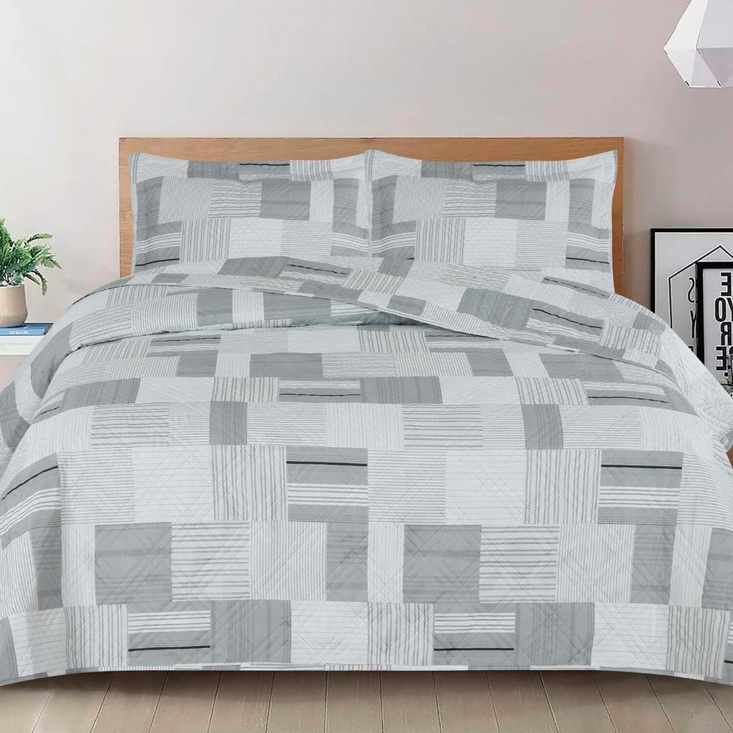 Quilt Andes Estampado Patchwork Gris image number 1.0