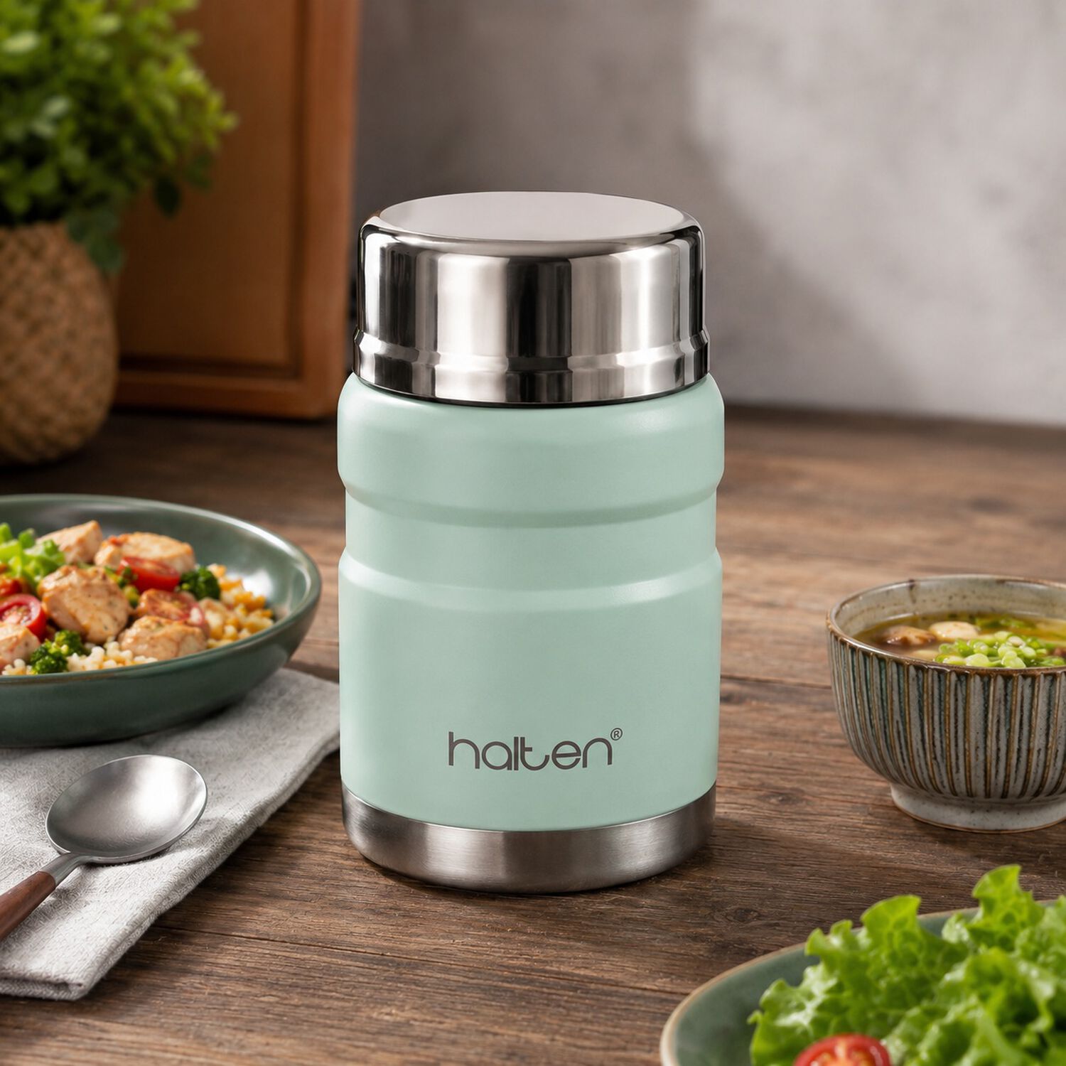 Termo De Comida Acero Inox 750 Ml Halten Verde Claro image number 0.0