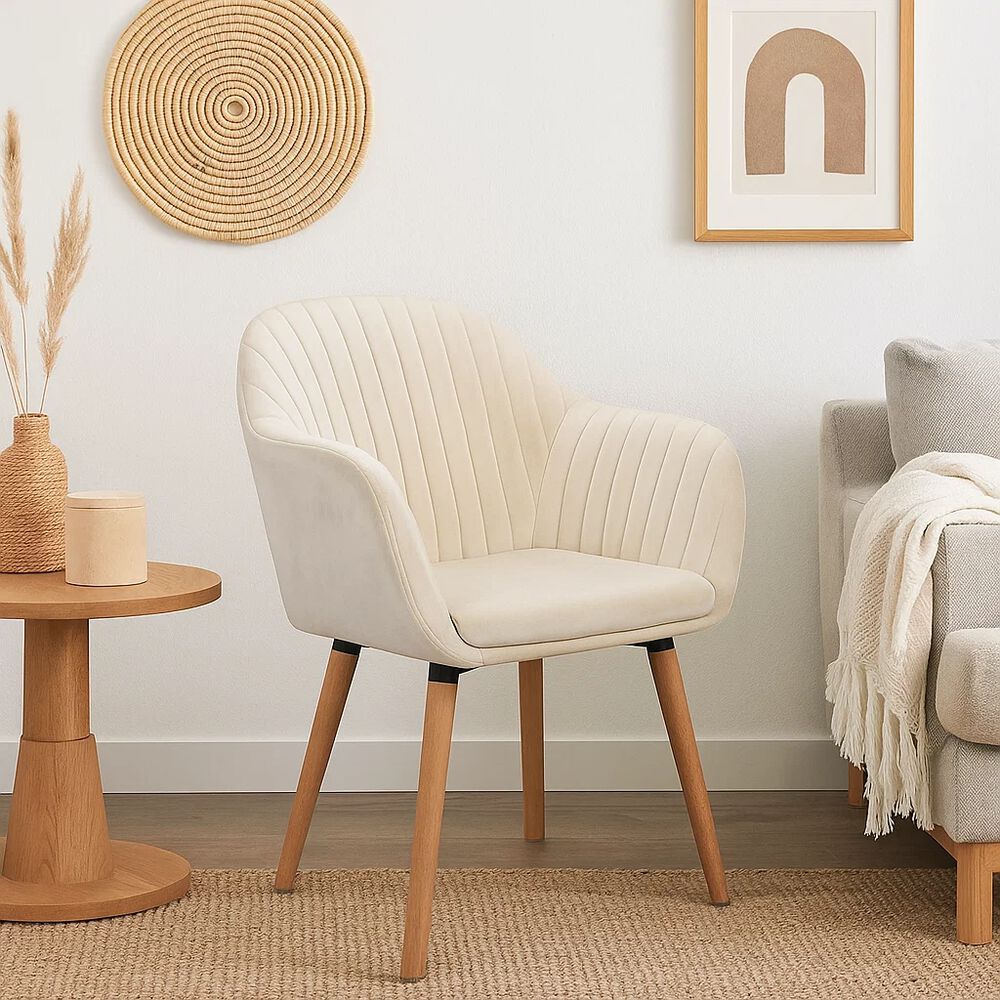 Butaca Sitial Poltrona Diamante Terciopelo Acolchado - Beige image number 2.0