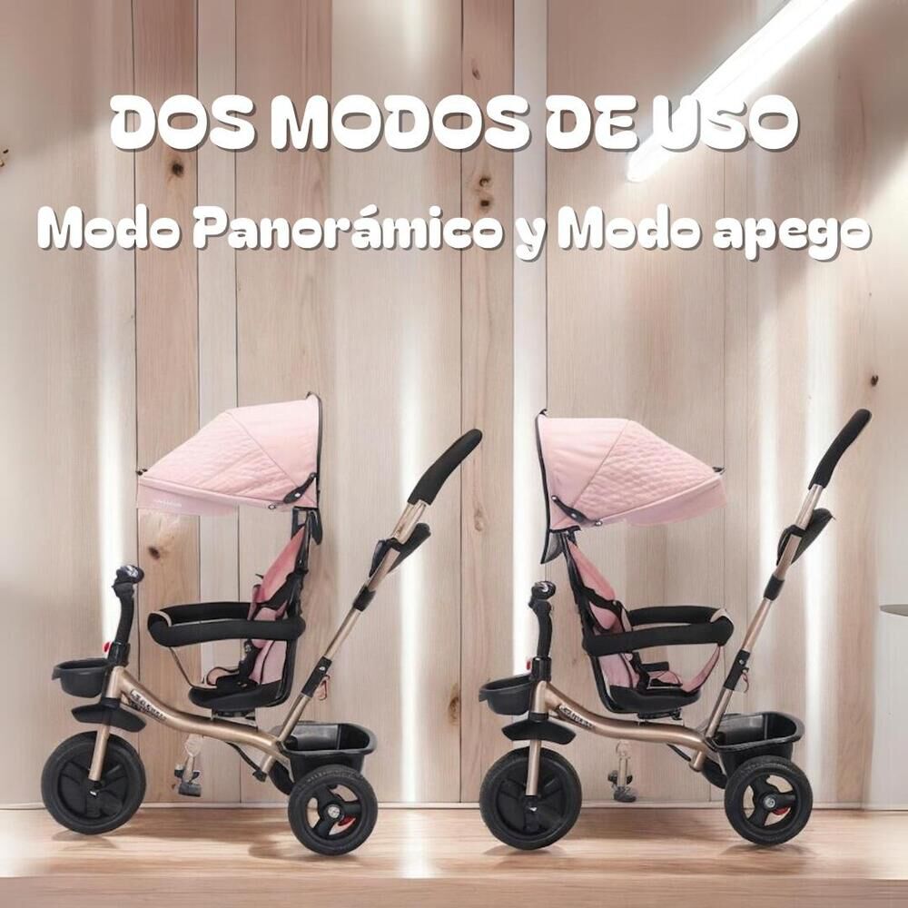 Triciclo 3 En 1 Con Apoya Pies 360lubabycas Rosado image number 5.0