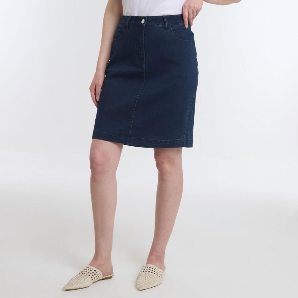 Falda Corta Denim Tiro Medio Regular Mujer Geeps image number 2.0