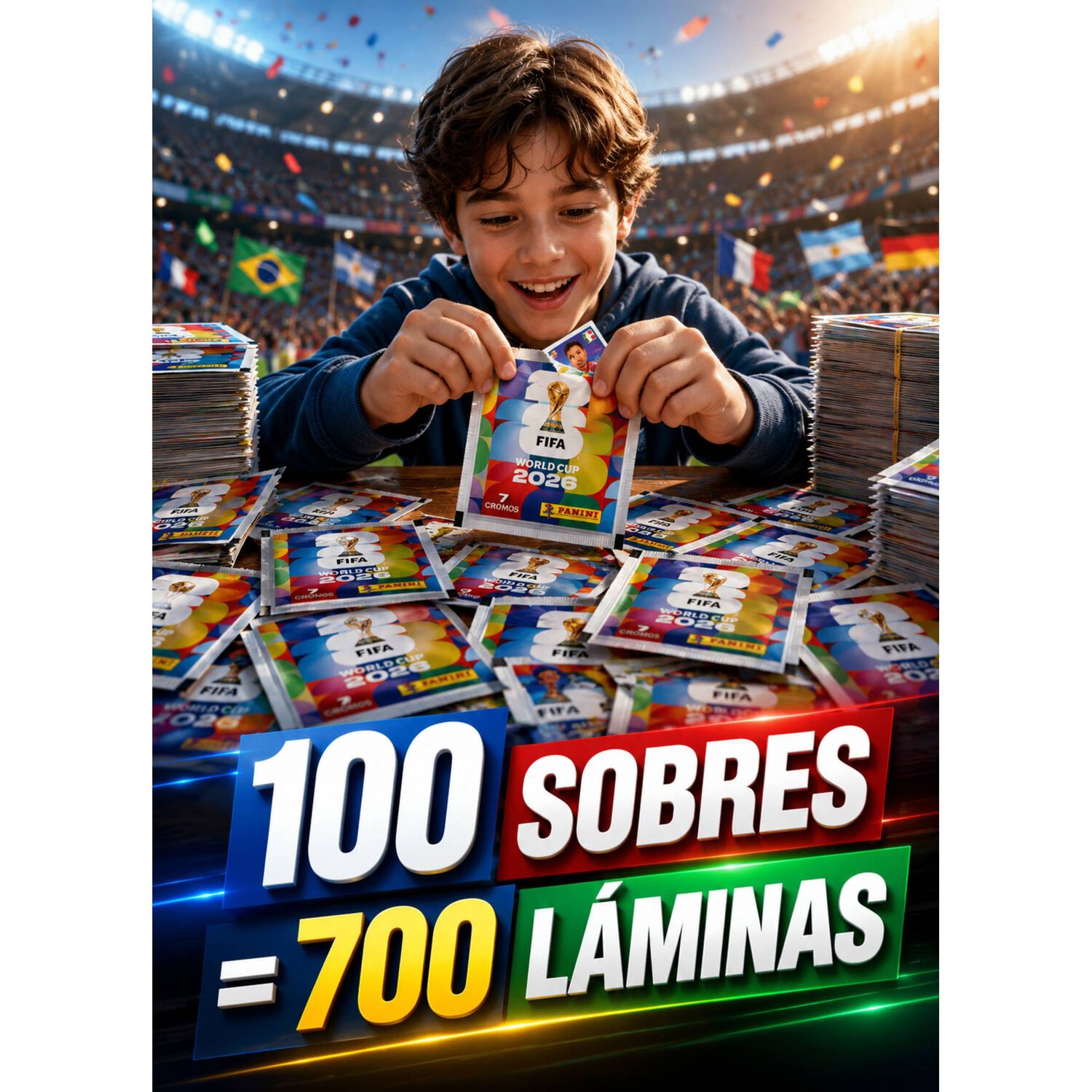 Pack 100 Sobres Oficiales Panini Mundial 2026 700 L&aacute;minas image number 3.0