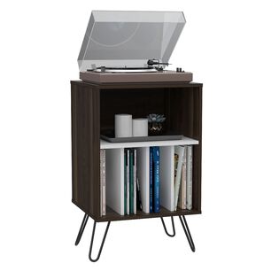 Mesa Auxiliar Con Entrepa&ntilde;os Caf&eacute; Oscuro Y Blanco 80 Cm X 45 Cm X 50 Cm