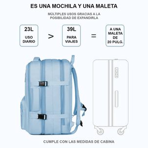 Mochila De Viaje Expandible 39 L Celeste Titanfit
