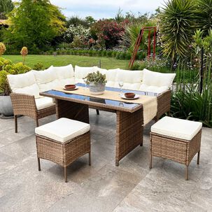 Juego Living Comedor Terraza Alma Caramelo 8 Personas