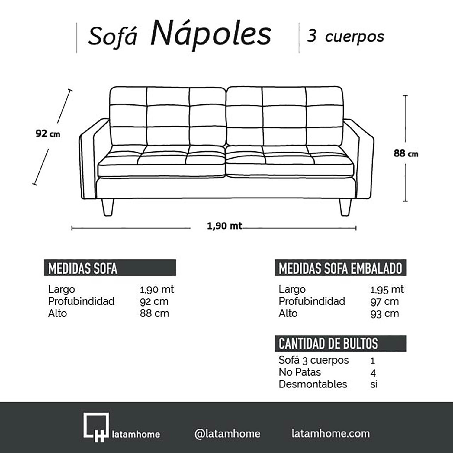 Sofa Napoles 3 Cuerpos Tela Velvet Azul Petroleo image number 3.0