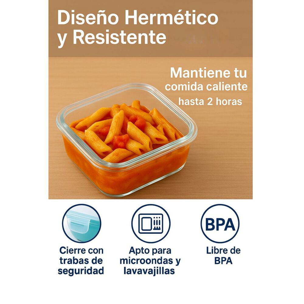 Set 48 Contenedores Hermetico Vidrio Cuadrado 380ml Allegra image number 2.0
