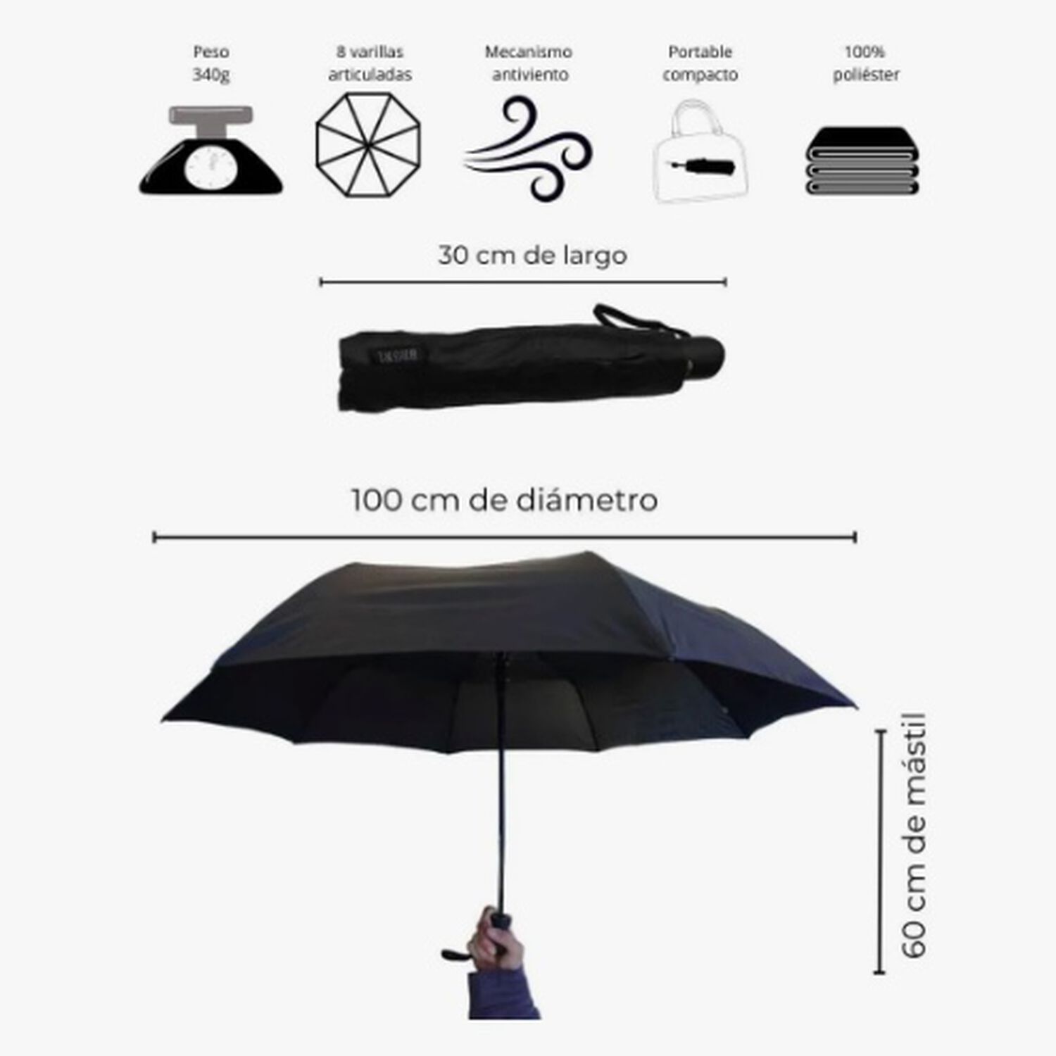 Paraguas Para Lluvia Portatil image number 2.0