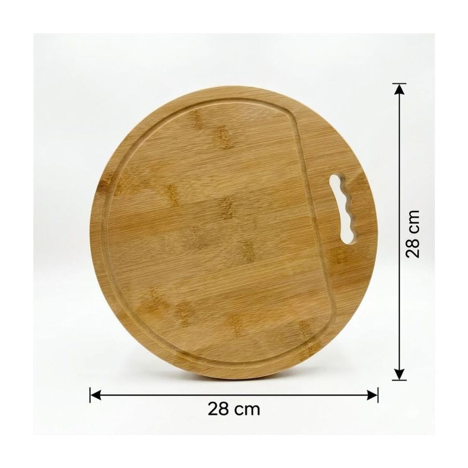 Tabla Picar Bamb&uacute; Natural Ovalada Antideslizante Cocina 28x28cm image number 4.0