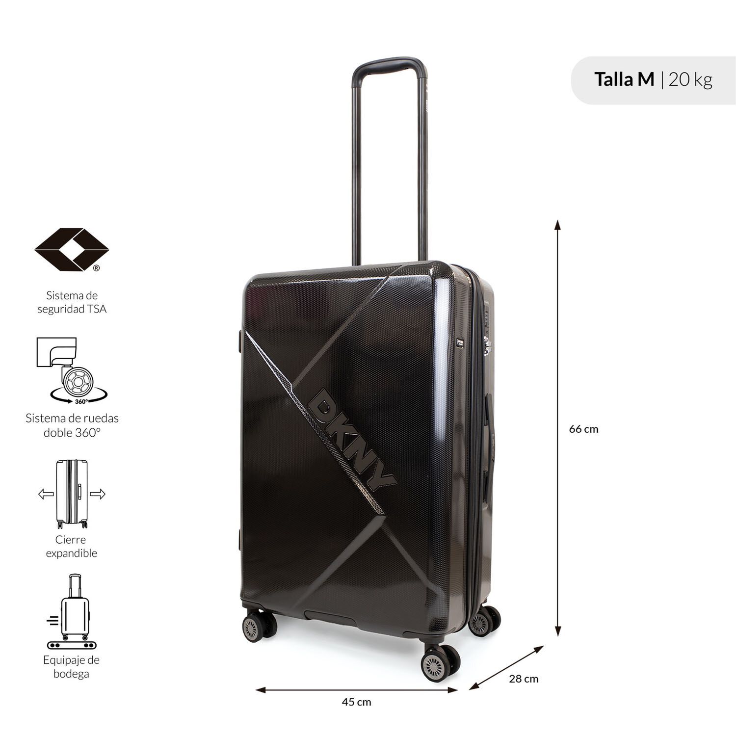 Pack 2 Maletas M 20kg + L 23kg Donna Karan Your Call Negra Dkny image number 2.0