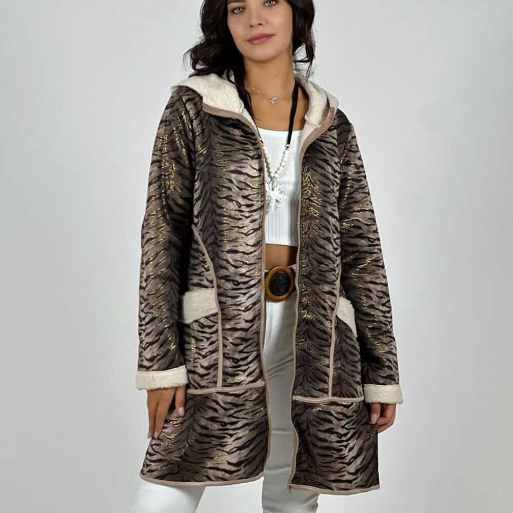 Chaqueta Gamuza Con Chiporro Print Cebra image number 7.0
