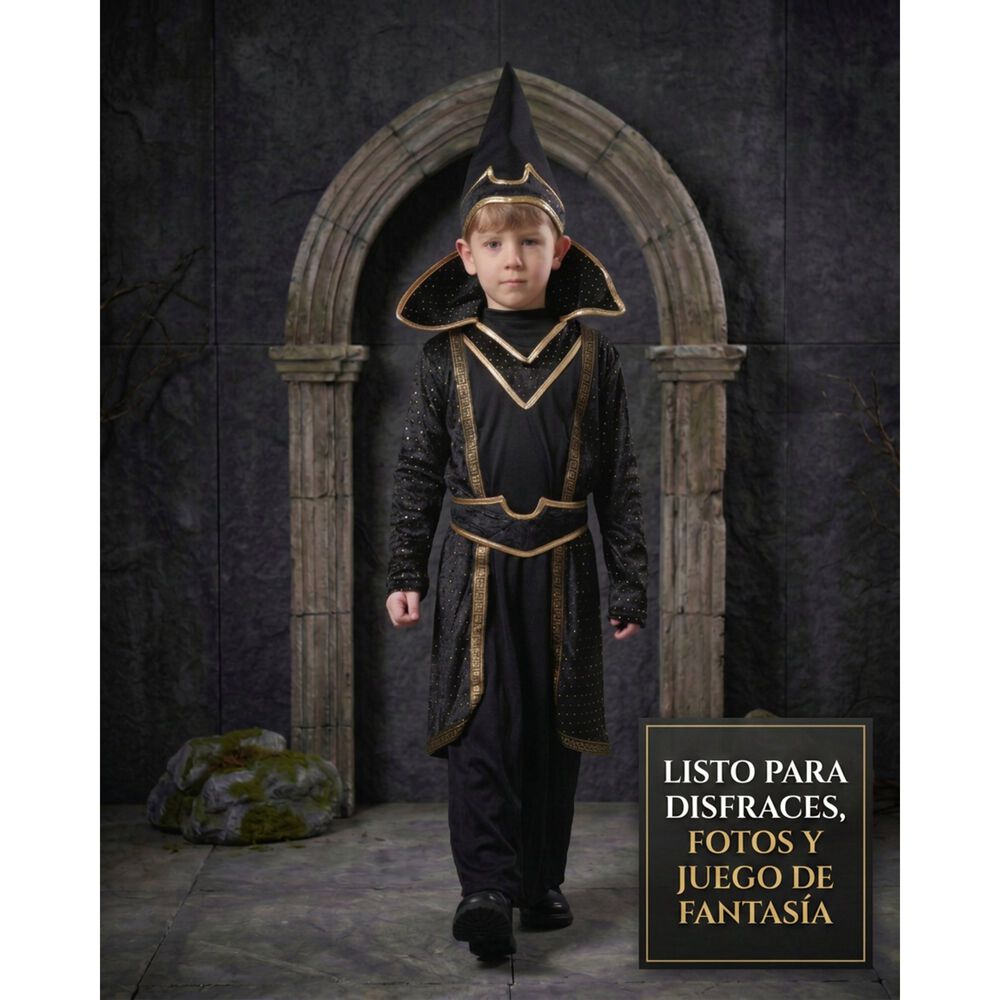 Disfraz Infantil Mago Oscuro Hechiero Medieval image number 1.0