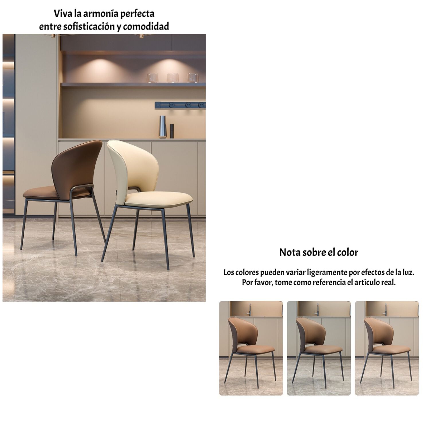 Pack 4 Sillas De Comedor Premium Ecocuero Deli Blancas image number 3.0