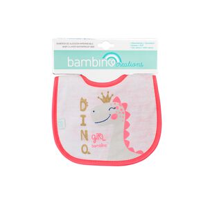Babero De Algod&oacute;n Impermeable Bambino Dino Fucsia