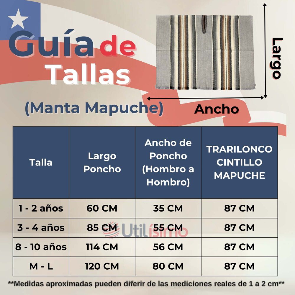 Poncho Manta Mapuche Lana Grueso Fiestas Patrias image number 2.0