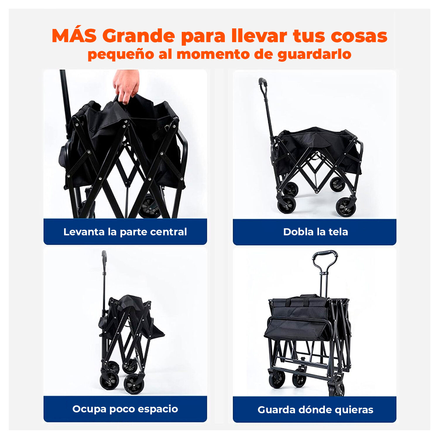Carro Plegable De Transporte Con Ruedas Grandes image number 1.0