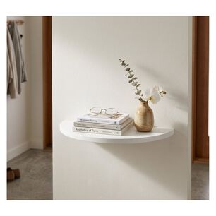 Repisa Flotante Semicircular Moderna Madera Blanca 45cm