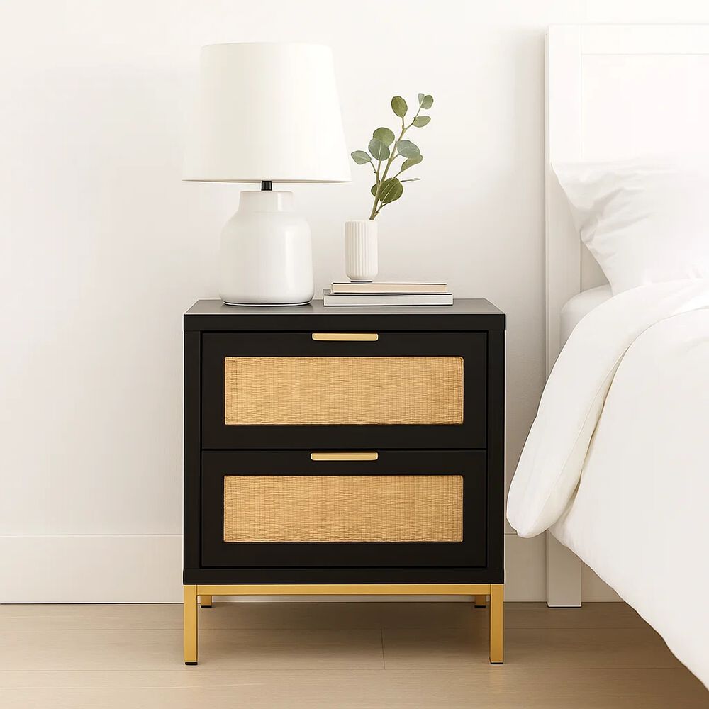 Pack De 2 Veladores Rattan Dark Dos Cajones image number 1.0