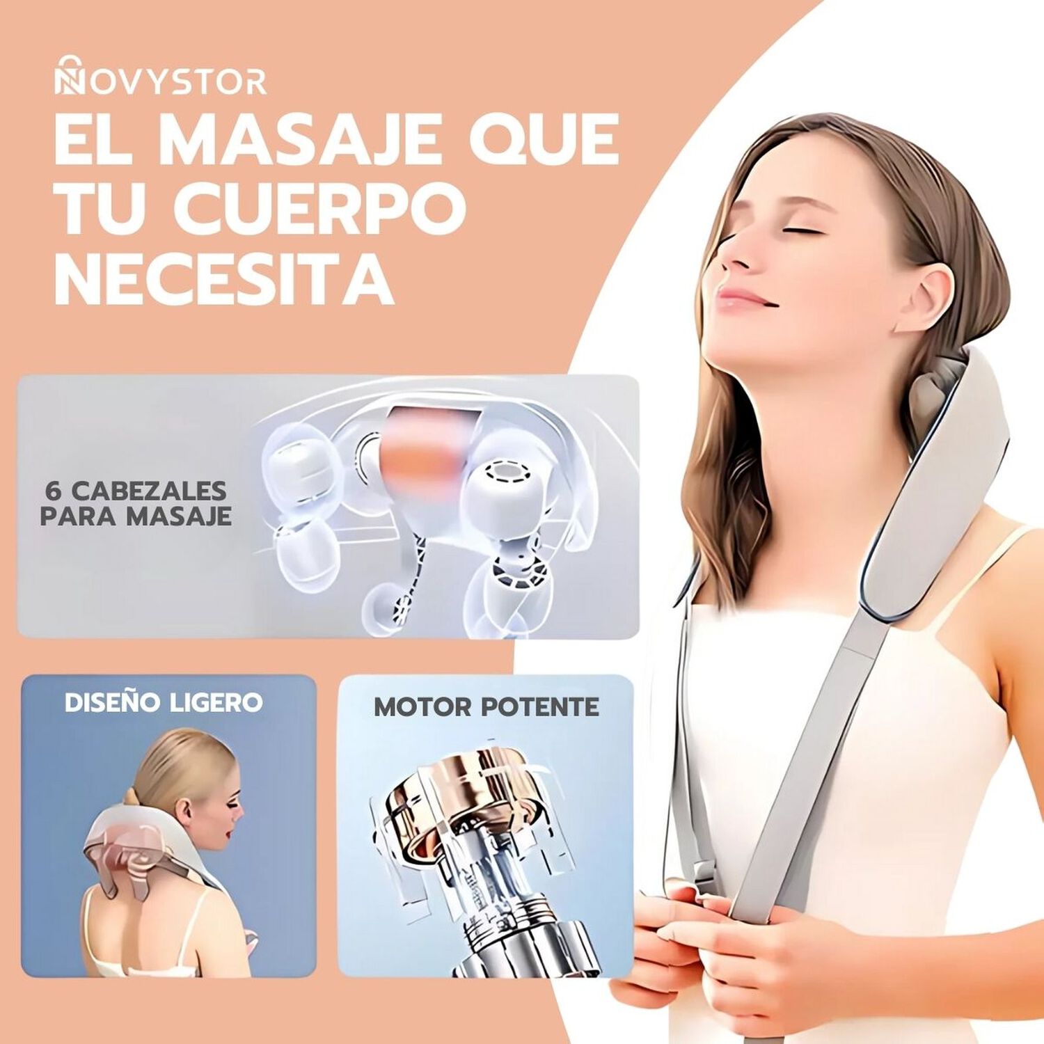 Masajeador Inal&aacute;mbrico Para Cuello Y Cervical Con Calor image number 2.0