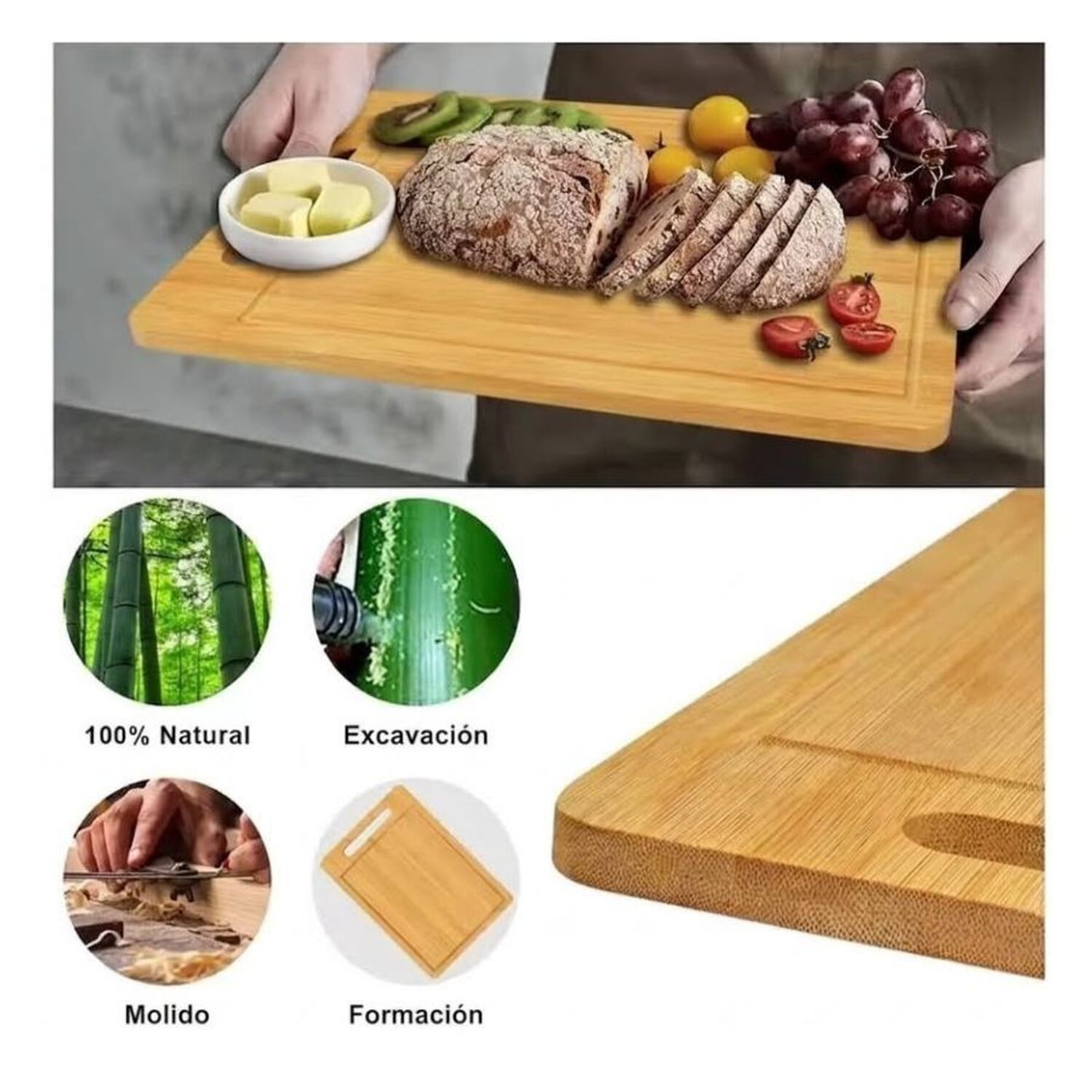 Tabla Para Picar Cocina Rectangular Bamb&uacute; 30x20 Cm image number 1.0