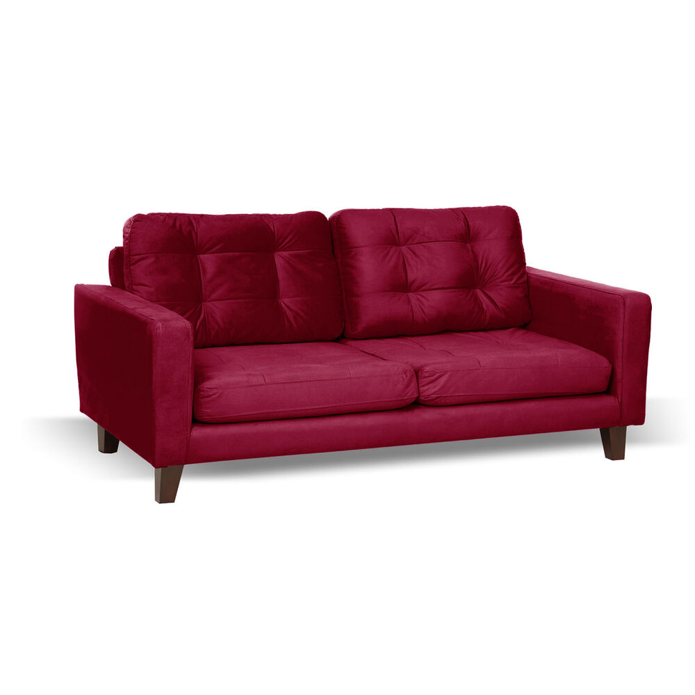 Sofa Napoles 2 Cuerpos Tela Velvet Burdeo image number 1.0