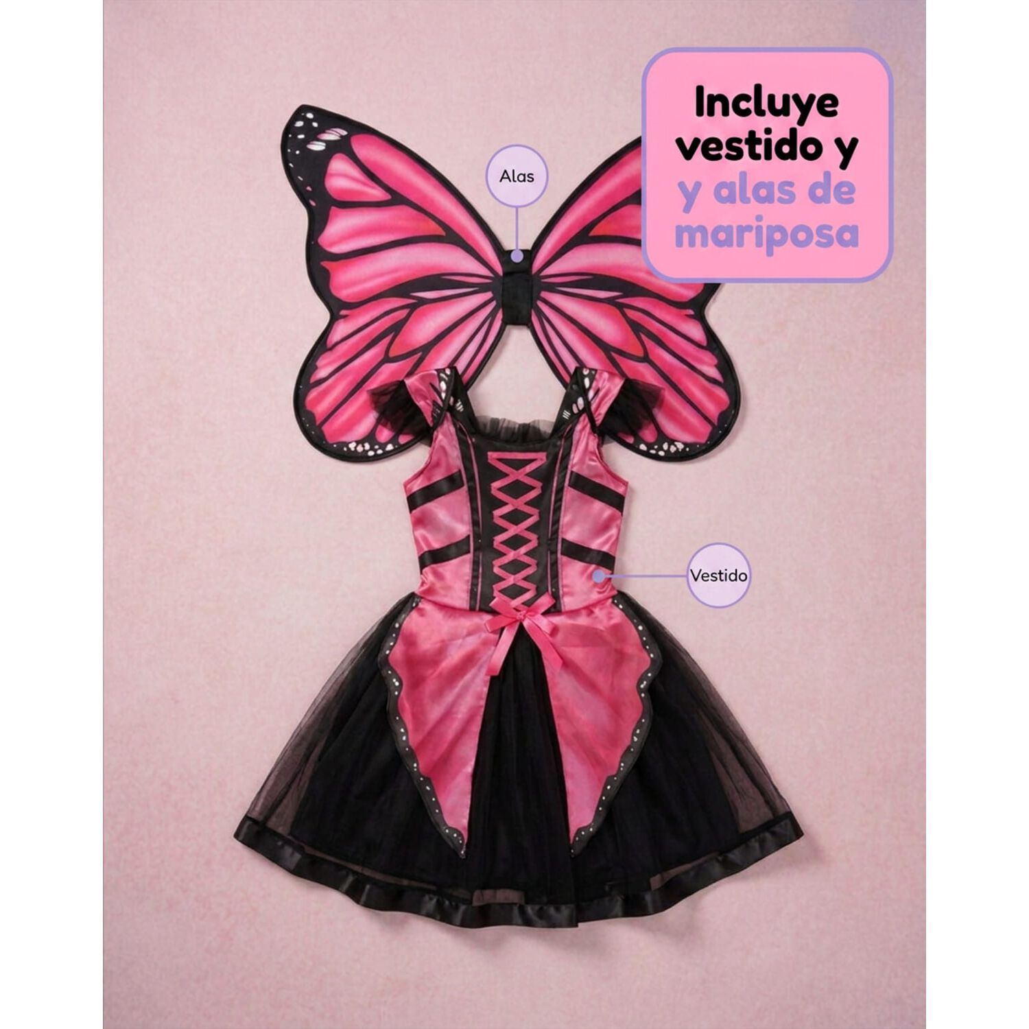 Disfraz Infantil Mariposa Rosada image number 5.0