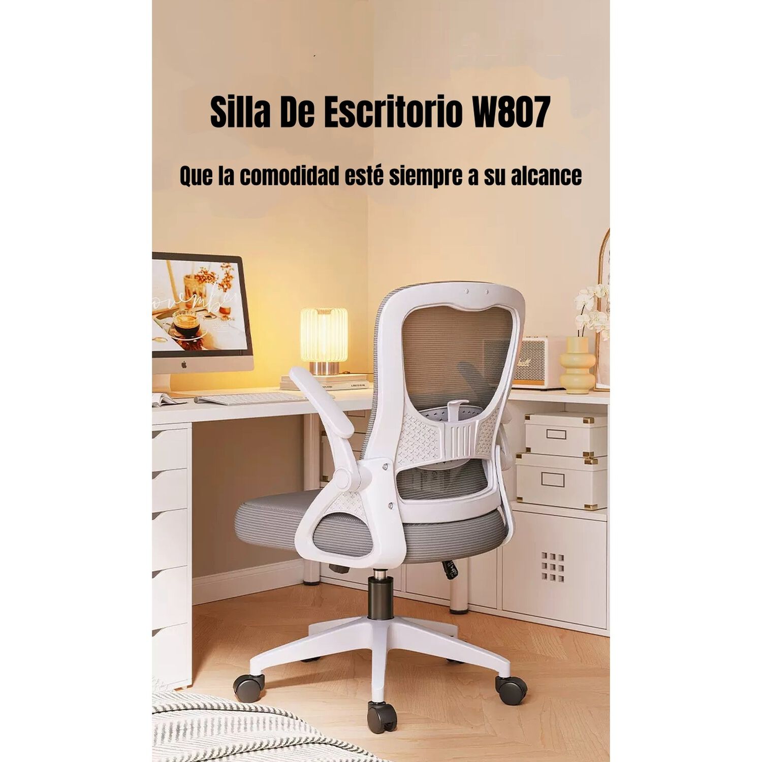 Silla Escritorio Oficina Reposacabezas Reclinable W807 Negra image number 3.0