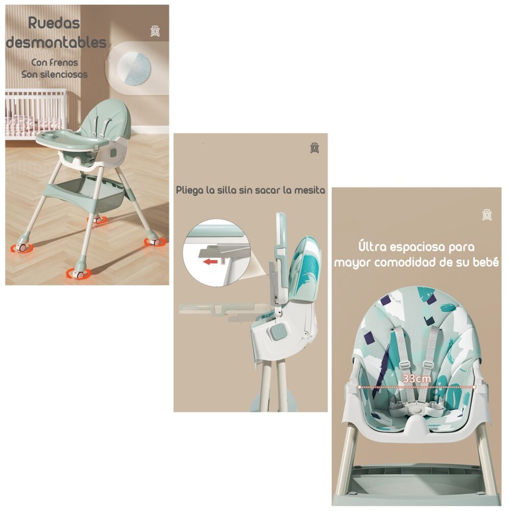 Silla De Comer Mecedora 2 En 1 Con Ruedas Rosada Lubabycas image number 4.0