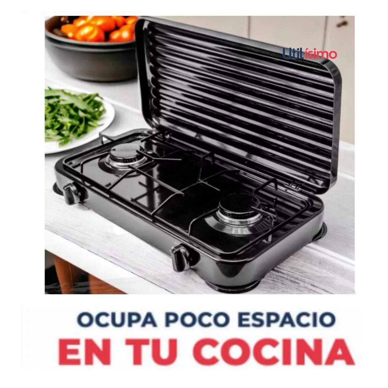 Cocinilla Encimera A Gas Licuado 2 Platos Negra + Kit De Instalaci&oacute;n image number 2.0