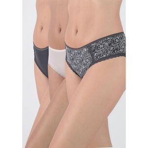 Pack 3x Pantaleta Microfibra P314.0015-gri2 Kayser