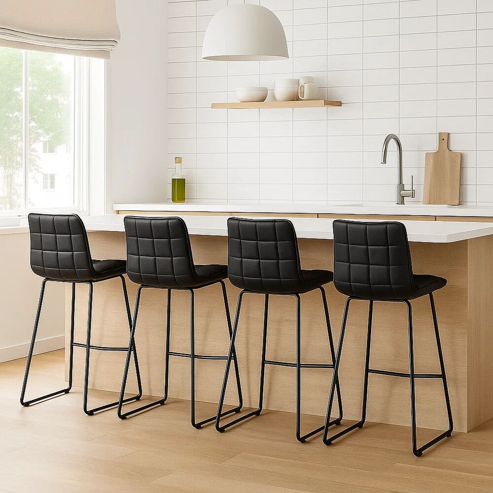 Pack De 4 Taburetes Altos Milano Cuero Sintetico Con Patas Metálicas Estilo Industrial image number 1.0