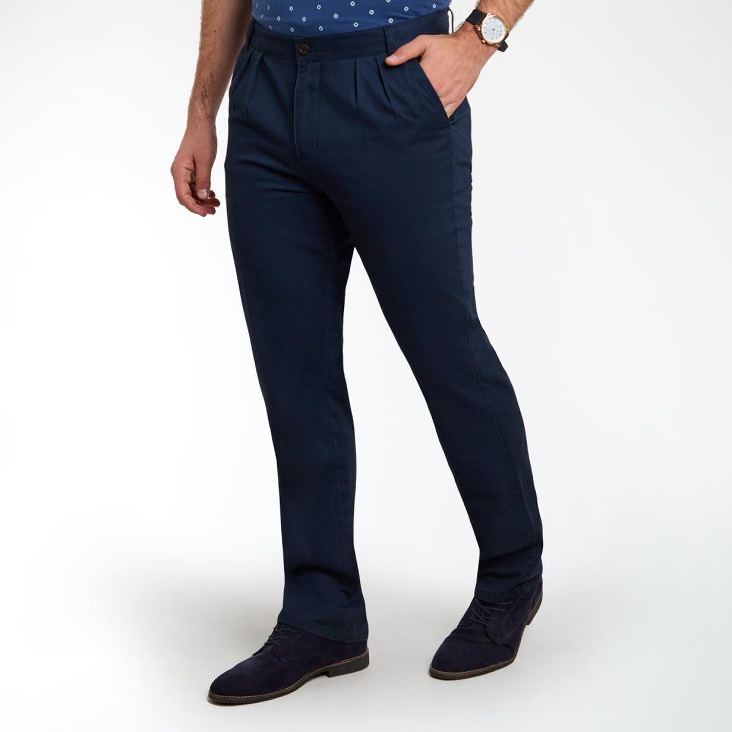 Pantal&oacute;n Liso Tiro Medio Regular Hombre Herald image number 2.0